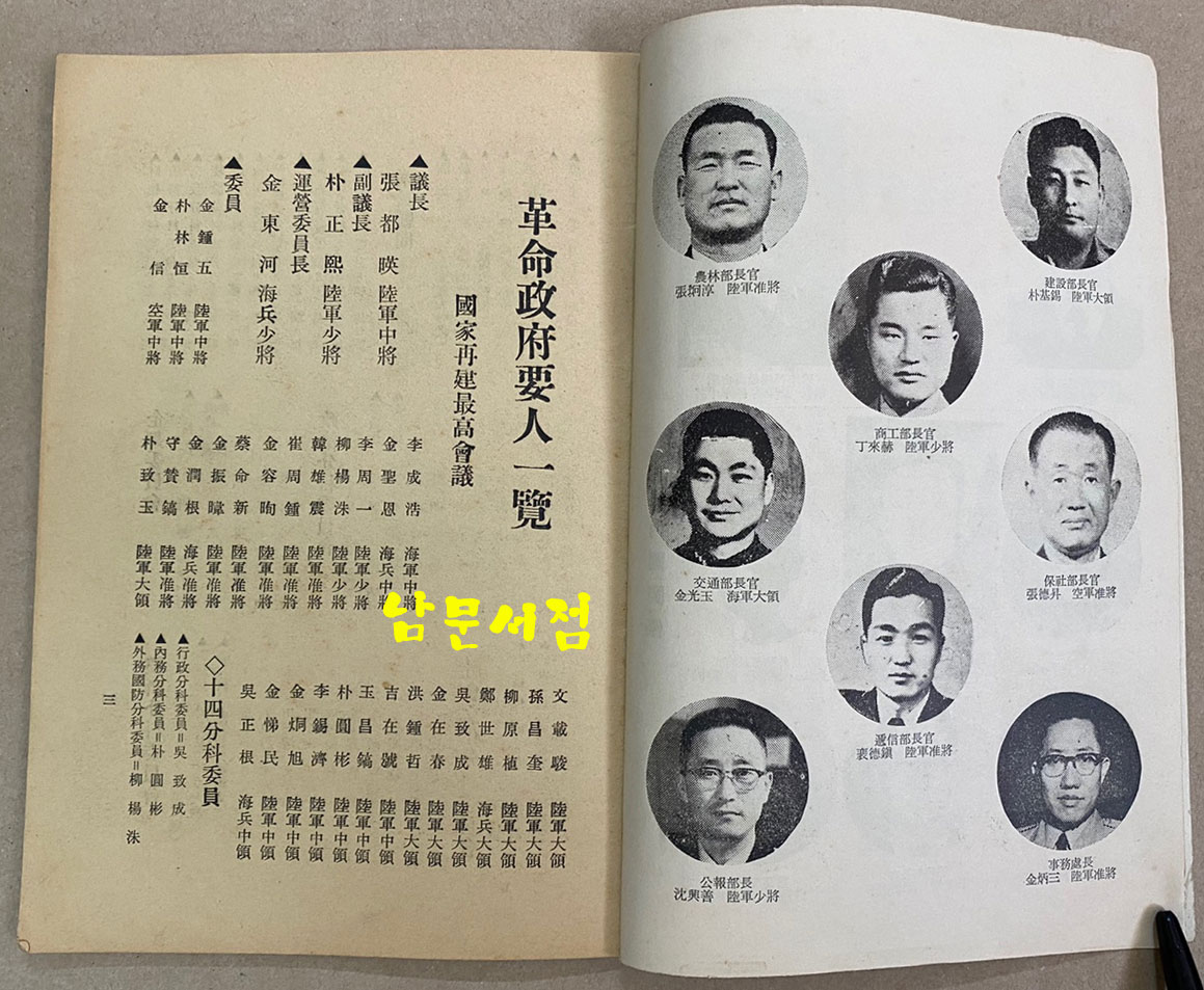 국가재건최고회의 회의령밑포고문집 제1집 1961년 5월29일 현재