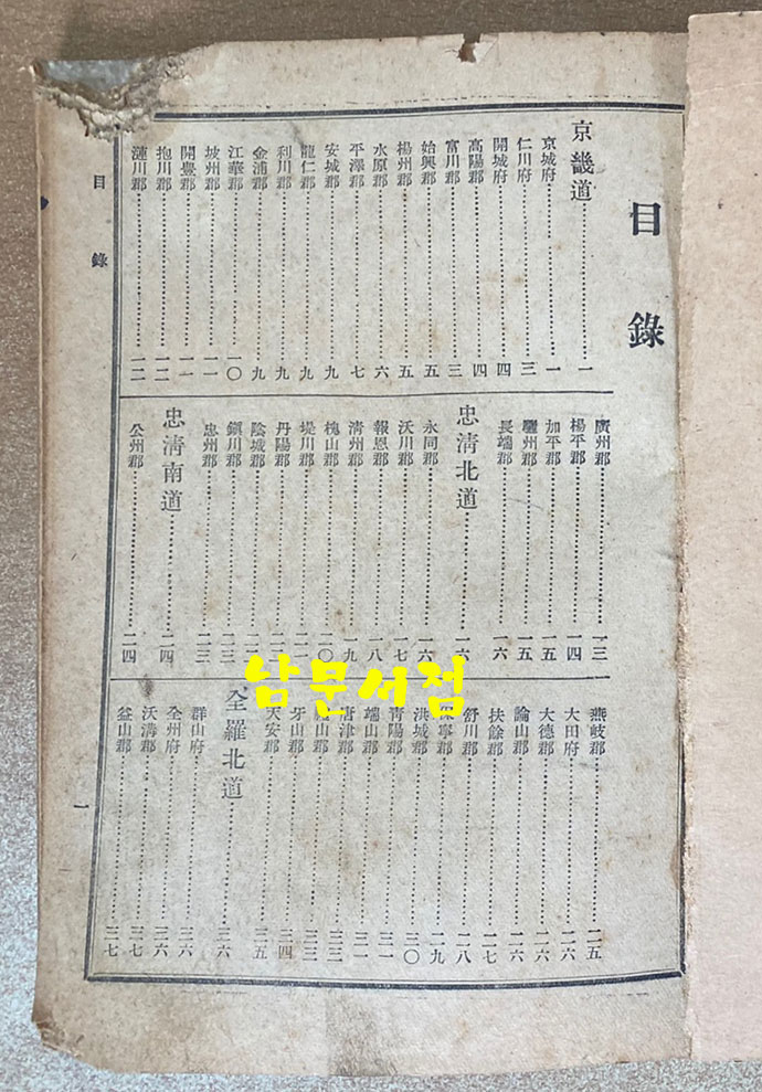 조선부군도면정동리명칭일람 朝鮮府郡島面町洞里名稱一覽 1943년 초간본