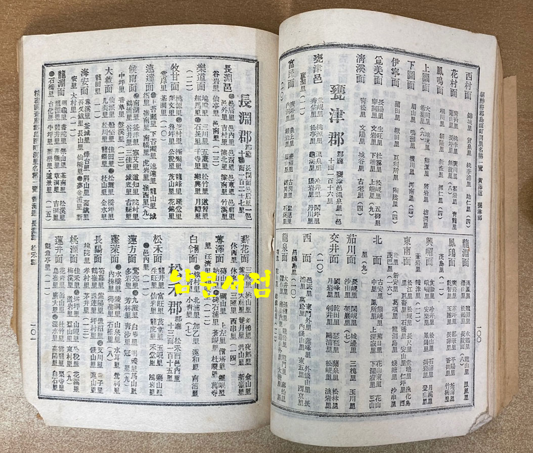 조선부군도면정동리명칭일람 朝鮮府郡島面町洞里名稱一覽 1943년 초간본