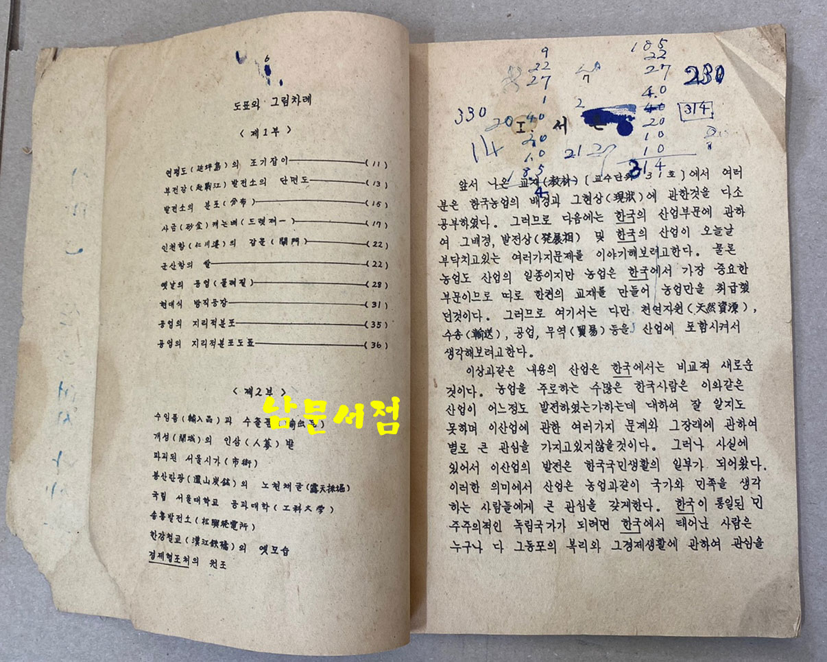 한국의산업재건 앞표지 일부 없음