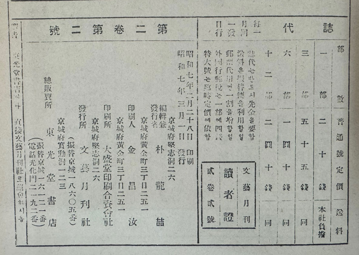 월간문예 1931년 창간호부터 4호까지 영인본