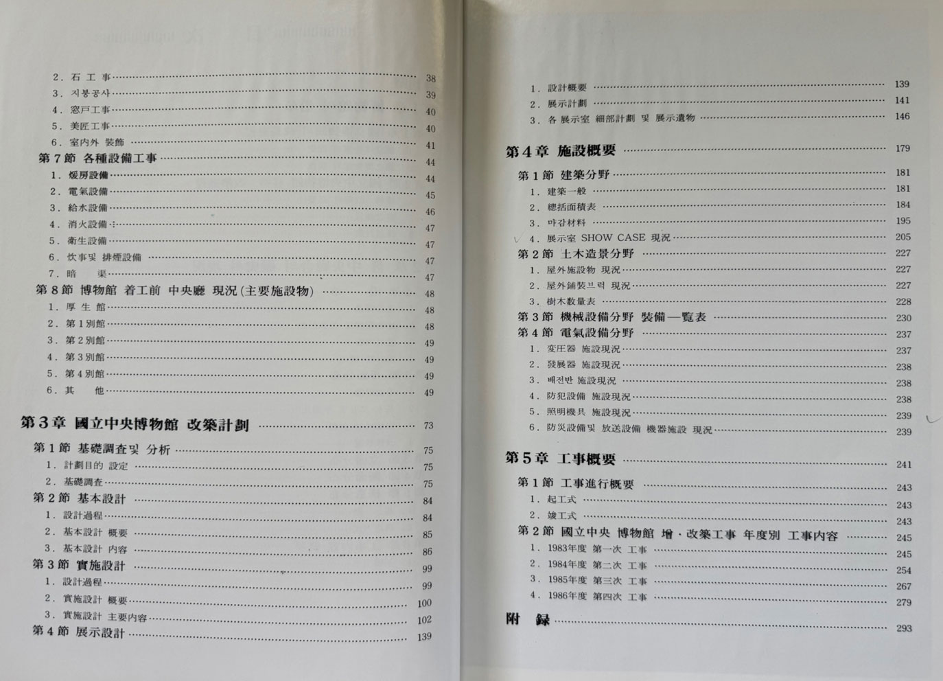 국립중앙박물간 개축준공보고서 / 1986년 초판 / 462페이지