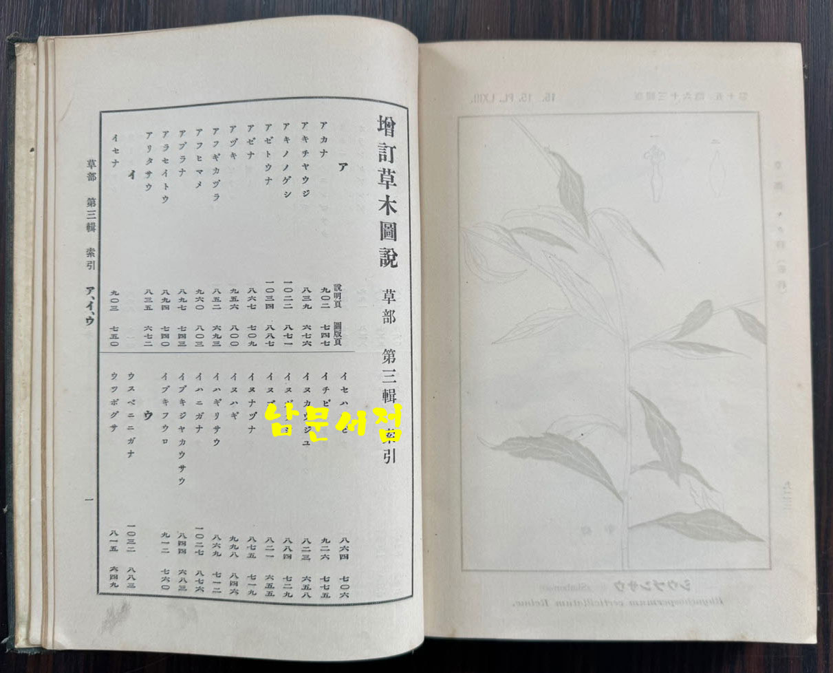 증정 초목도설 초부 3집 / 이누마 요쿠사이 . 마키노 도미타로 / 성미당발행 / 1913년 초판 / 562페이지