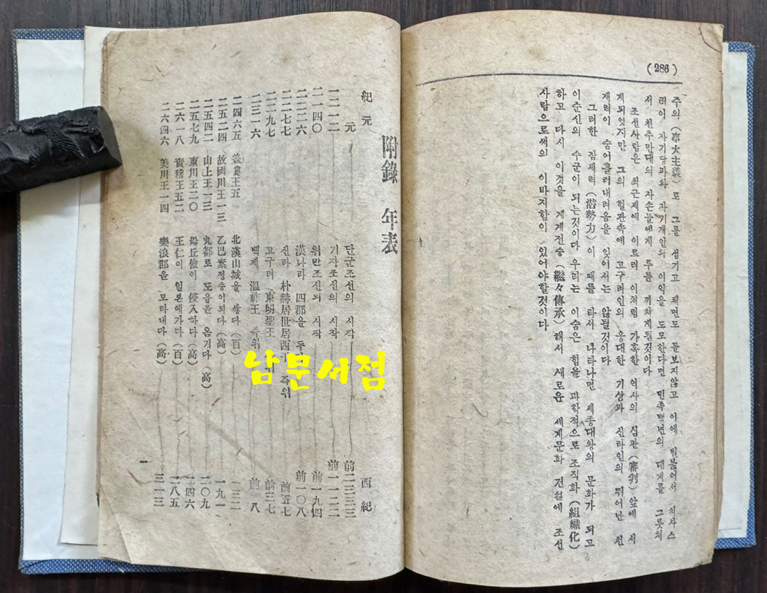 조선역사 / 김성칠 / 조선금융조합연합회 / 1946년 초판 / 300페이지 / 뒷표지낙장 하드카바로 표지 재장정