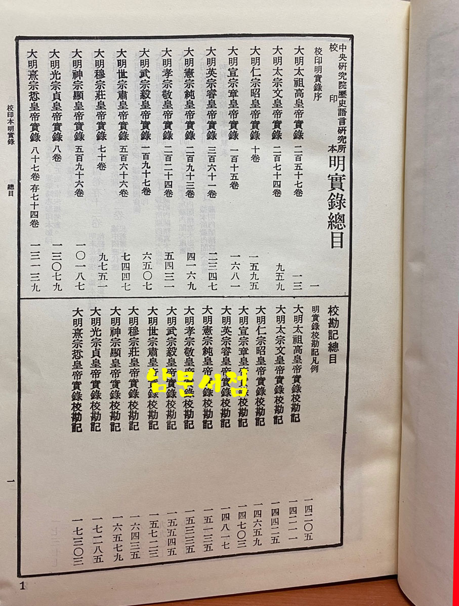 명실록 1~20 전20권 완질 영인본